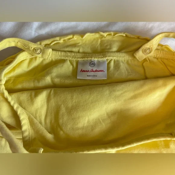 Hanna Anderson yellow tiered dress size 120/6 - Picture 3 of 5